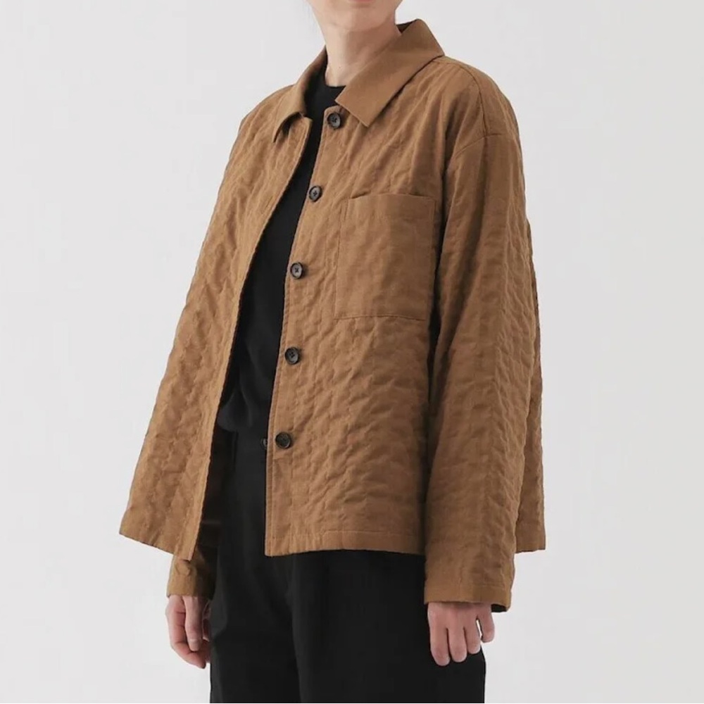 MUJI Women's Kapok Blend Double Gauze Quilted Jacket xs color camel